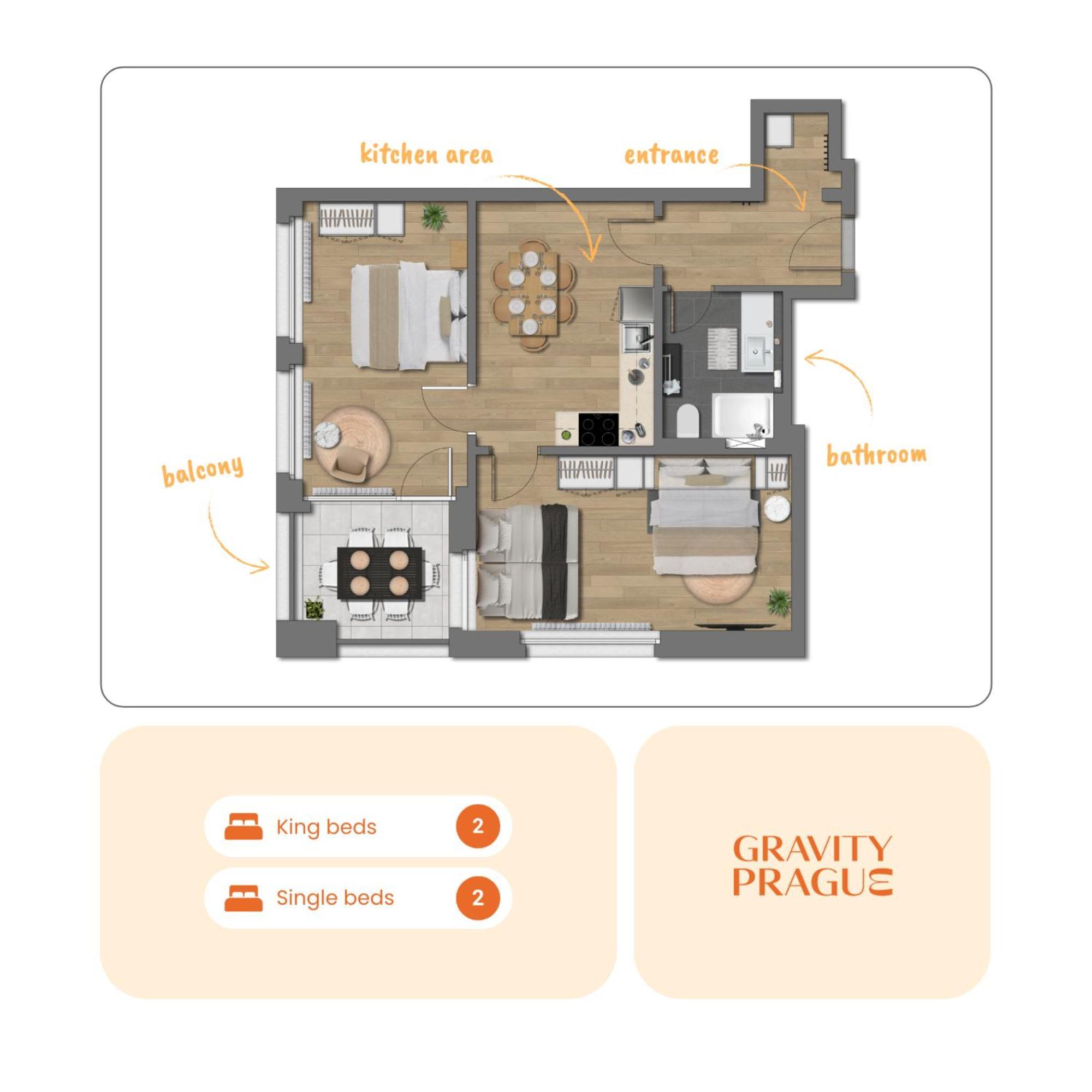 Bright 2Br - 4Th Floor, Balcony, Free Parking By Gravity Prague Apartment Bagian luar foto